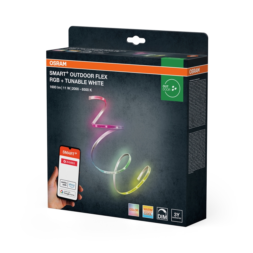 Osram - Bandă LED RGB+TW SMART+ FLEX pentru exterior, reglabilă, 5m LED/11W/230V 2000-6500K IP65