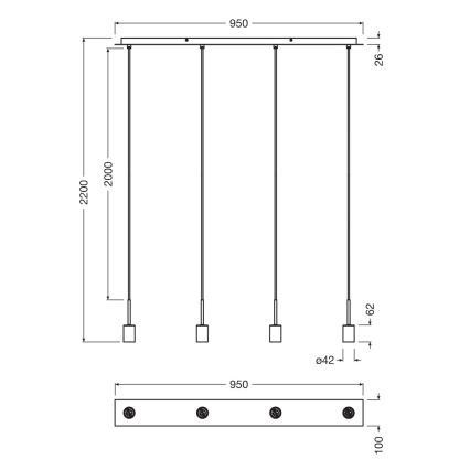 Osram - Cablu de alimentare NEEDLE PENDANT 4xE27/25W/230V antracit