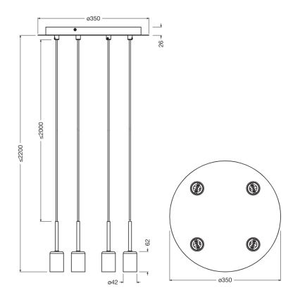 Osram - Cablu de alimentare NEEDLE PENDANT, 4xE27/25W/230V, bej
