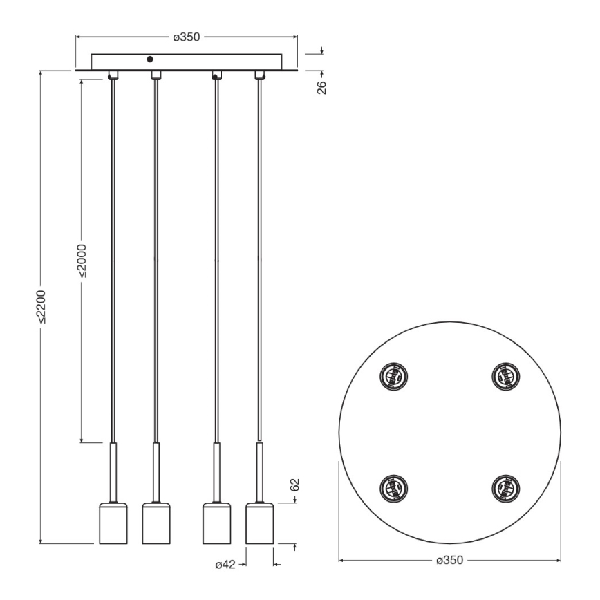 Osram - Cablu de alimentare NEEDLE PENDANT, 4xE27/25W/230V, bej