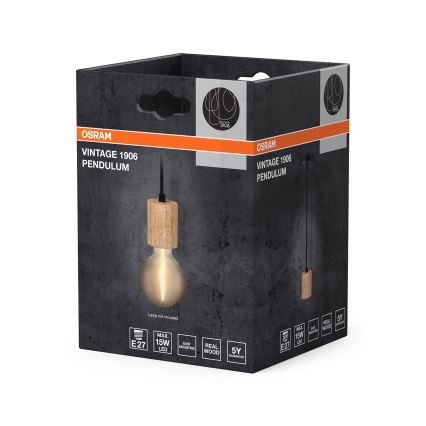 Osram - Cablu de alimentare PENDULUM CYLINDER 1xE27/15W/230V din lemn