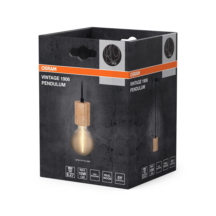 Osram - Cablu de alimentare PENDULUM CYLINDER 1xE27/15W/230V din lemn