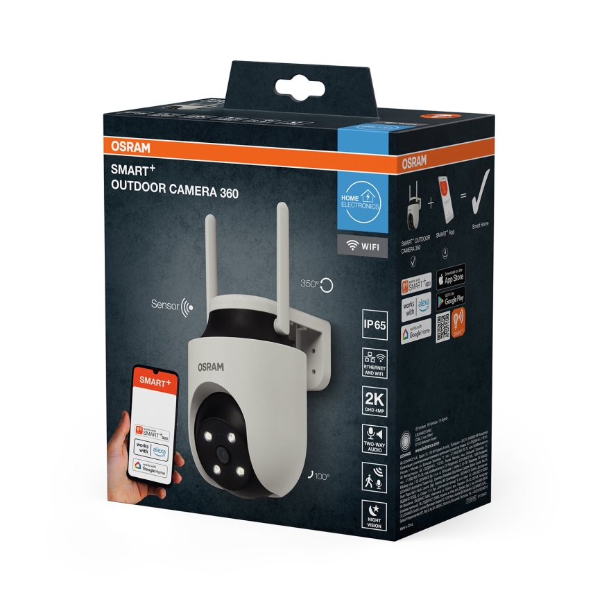 Osram - Cameră inteligentă de exterior 360° cu senzor 2K SMART+ 230V IP67 Wi-Fi