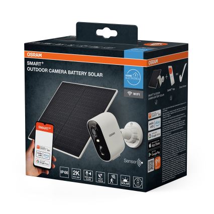 Osram - Cameră solară inteligentă cu senzor 2K SMART+ 5V 5200 mAh IP66 Wi-Fi