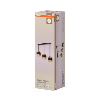 Osram - Candelabru suspendat pe cablu DECOR HORNET 3xE27/10W/230V negru/auriu