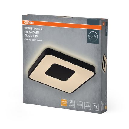 Osram - Plafonieră LED dimerizabilă ORBIS PIANA LED/36W/230V 48,5x48,5 cm neagră