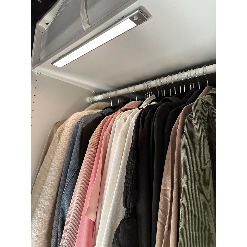 Osram - Corp de iluminat LED pentru montaj sub dulap LINEAR cu senzor de mișcare și senzor crepuscular LED/4W/3,7V 1500 mAh 3000/4000/6500K 60 cm gri