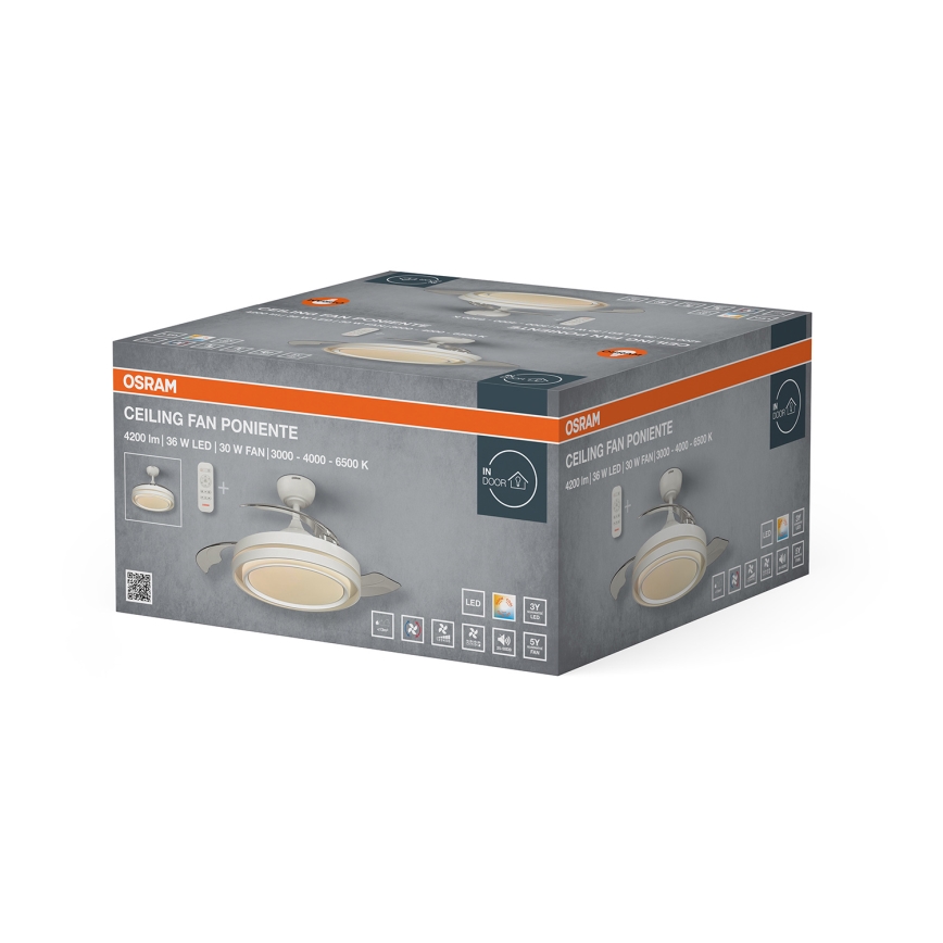 Osram - Lampă de tavan LED dimabilă cu ventilator PONIENTE LED/36W/230V 3000/4000/6500K + telecomandă