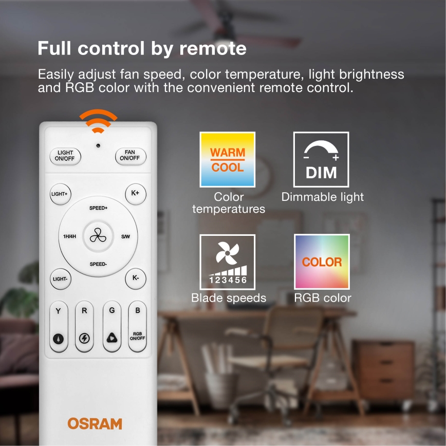 Osram - Plafonieră LED dimabilă cu ventilator MURLAN LED/26W/230V 3000-6500K + telecomandă