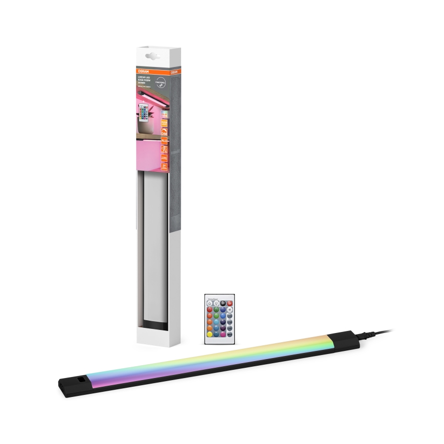 Osram - Lampă LED RGBW reglabilă pentru montare sub mobilier, cu senzor de mișcare LINEAR EDGE LED/8W/230V 50 cm, negru + telecomandă