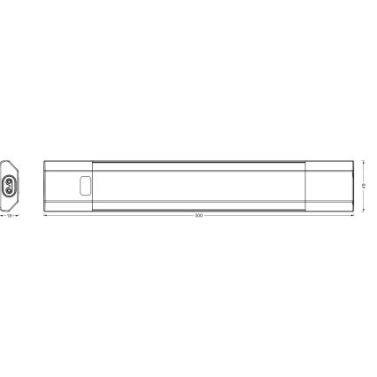Osram - Lampă LED RGBW reglabilă pentru montare sub mobilier, cu senzor de mișcare LINEAR EDGE LED/8W/230V 50 cm, negru + telecomandă