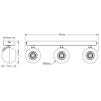 Osram - Corp de iluminat tip spot SPHERAL 3xGU10/6W/230V, negru