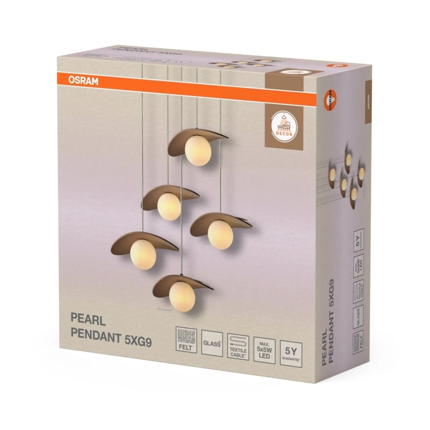 Osram DECOR PEARL – lustru suspendat pe cablu, 5x G9, 5W, 230V, bej