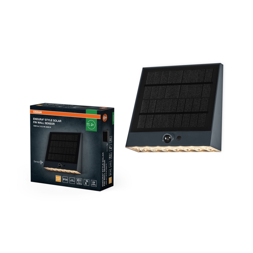 Osram - Aplica LED solară de perete cu senzor ENDURA STYLE LED/10,2W/4,2V 2000 mAh IP54 antracit