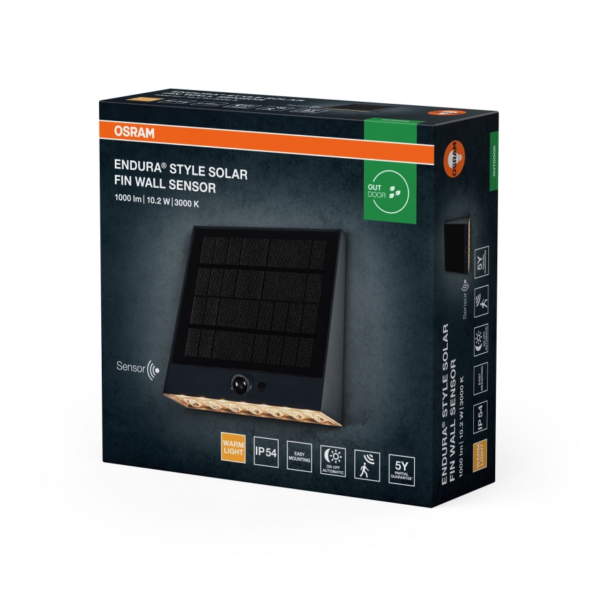 Osram - Aplica LED solară de perete cu senzor ENDURA STYLE LED/10,2W/4,2V 2000 mAh IP54 antracit