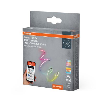 Osram - Kit de extensie pentru bandă LED SMART+ FLEX RGB+TW, dimmabilă, 1 m, LED/3,4W/24V, 2700-6500K, Wi-Fi