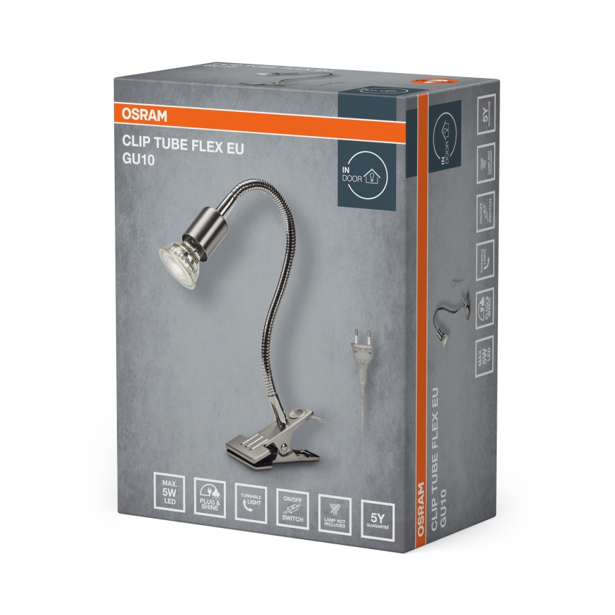 Osram - Lampă cu clemă CLIP TUBE FLEX 1xGU10/5W/230V crom mat