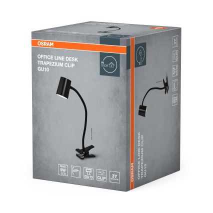 Osram - Lampă de birou cu clemă DESK LINE 1xGU10/9W/230V, neagră
