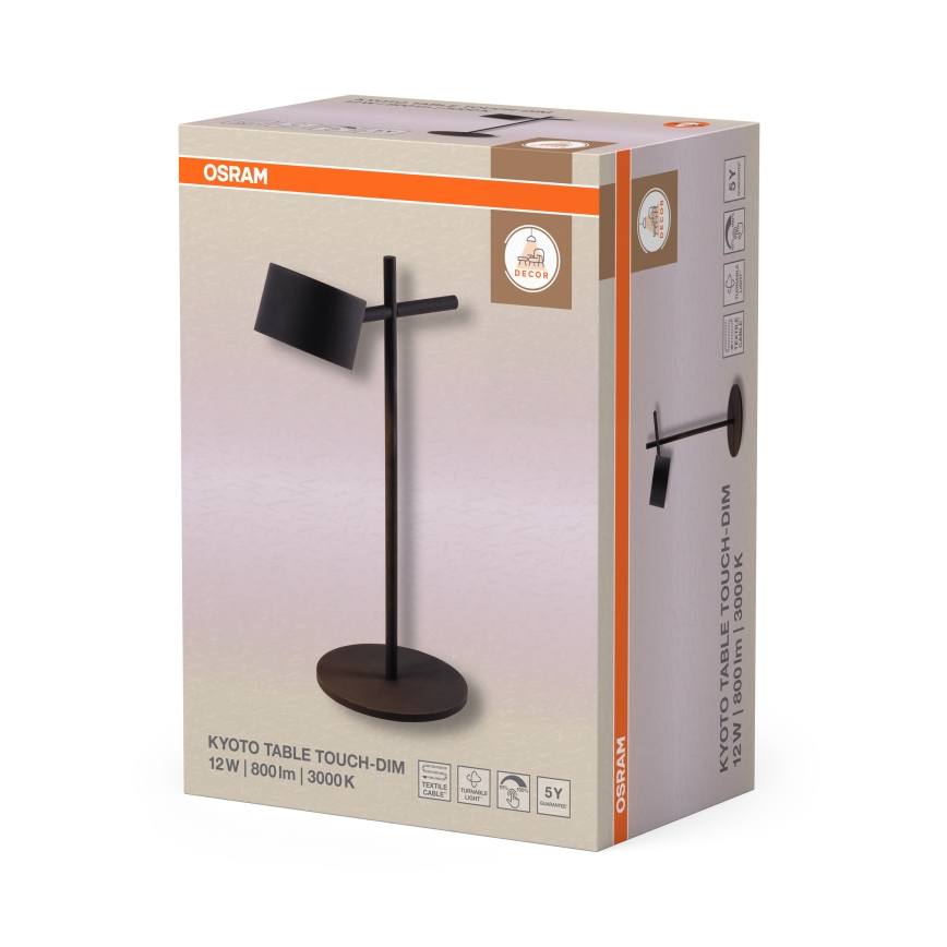 Osram - Lampă de birou LED cu intensitate reglabilă și control tactil DECOR KYOTO LED/12W/230V CRI 90 neagră