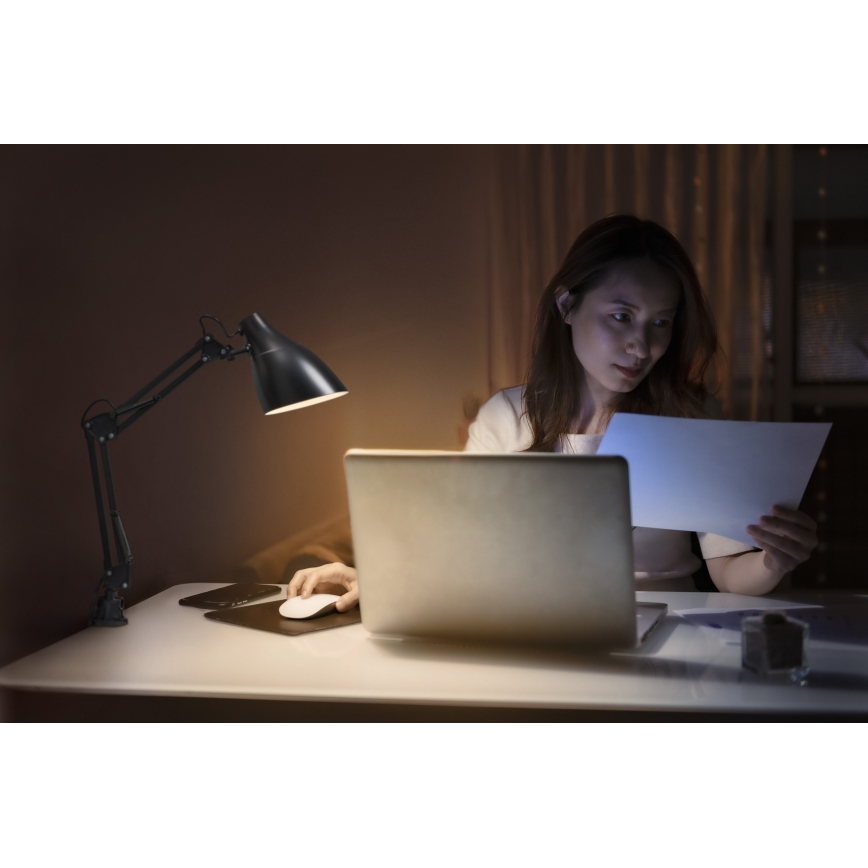 Osram - Lampă de birou DESK LINE cu clemă, 1xE27/11W/230V, neagră