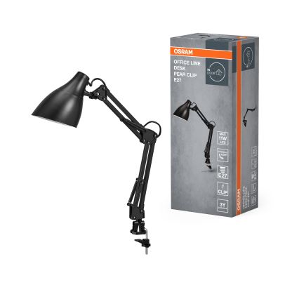 Osram - Lampă de birou DESK LINE cu clemă, 1xE27/11W/230V, neagră