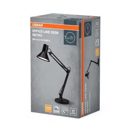 Osram - Lampă de birou LED dimerizabilă OFFICE LINE, 9W/230V, 3000K, neagră