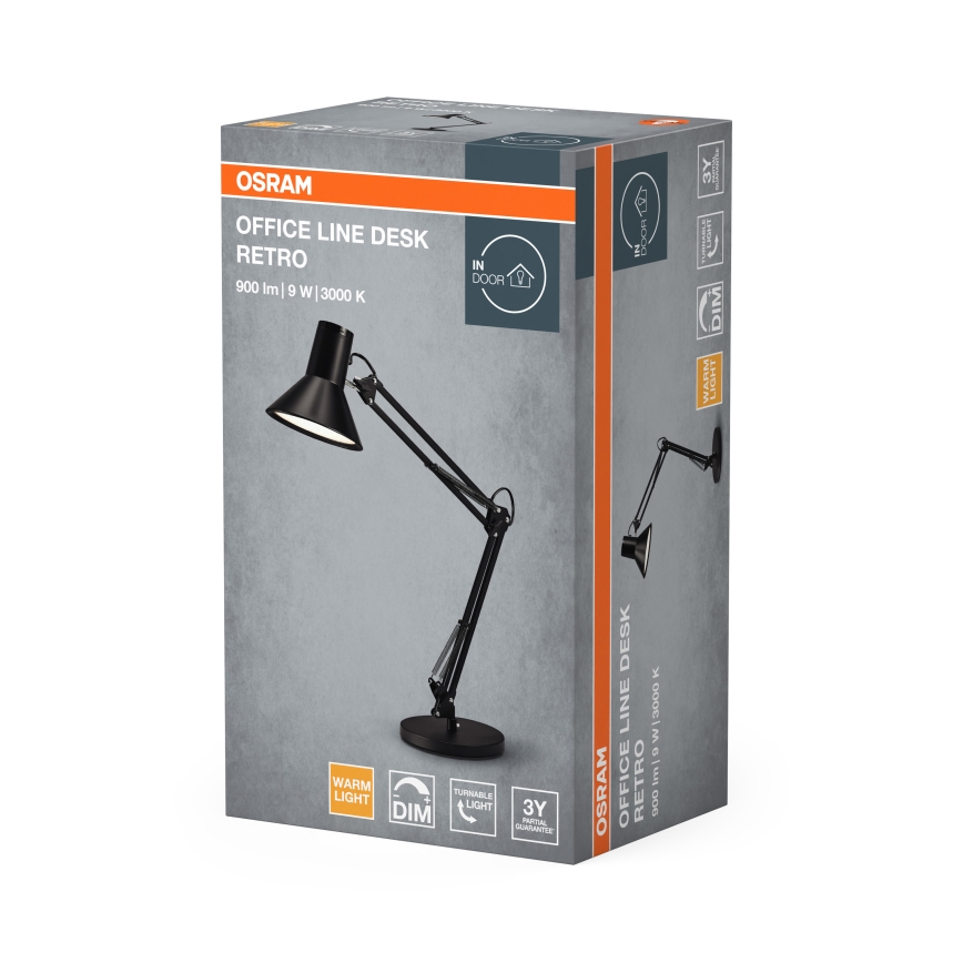 Osram - Lampă de birou LED dimerizabilă OFFICE LINE, 9W/230V, 3000K, neagră