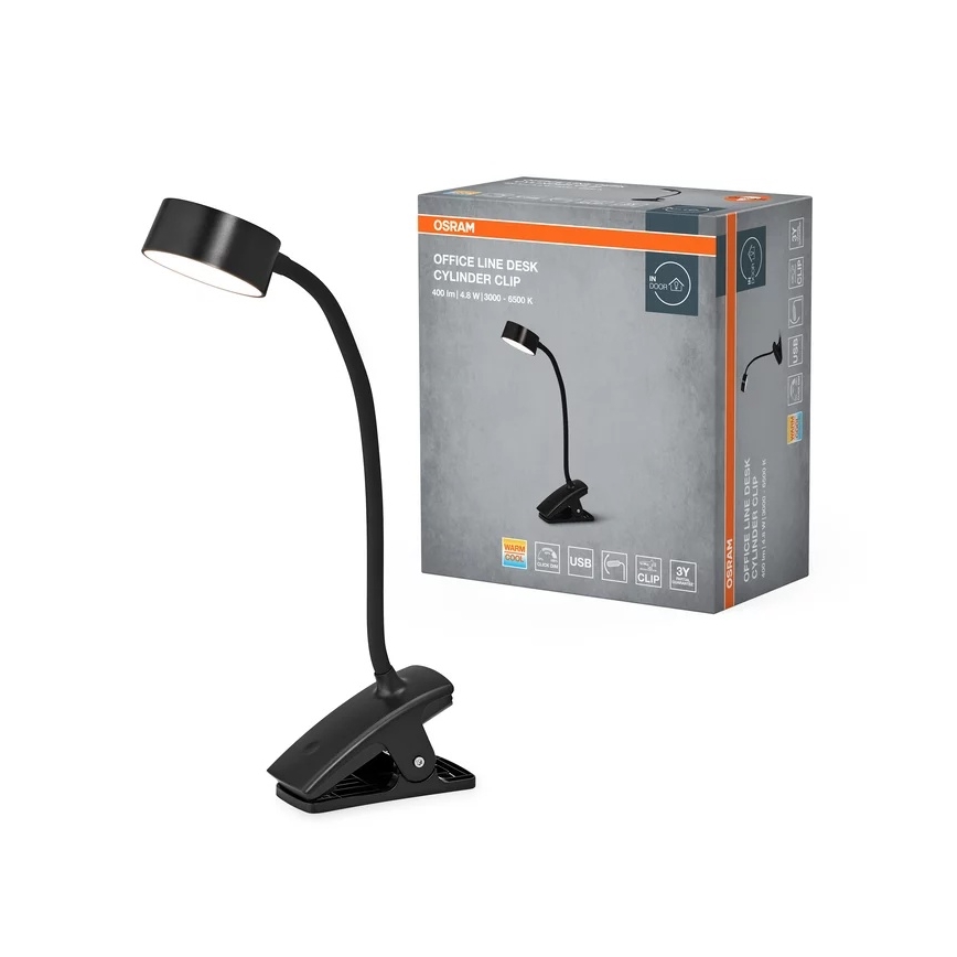 Osram - Lampă de birou LED reglabilă cu clemă OFFICE LINE LED/4,8W/230V 3000/4000/6500K neagră