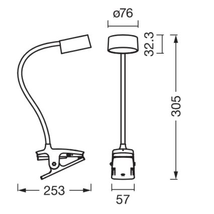 Osram - Lampă de birou LED reglabilă cu clemă OFFICE LINE LED/4,8W/230V 3000/4000/6500K neagră