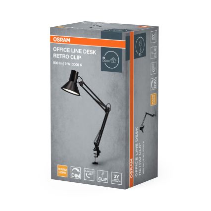 Osram - Lampă de birou LED reglabilă cu clemă Office Line LED/9W/230V 3000K neagră