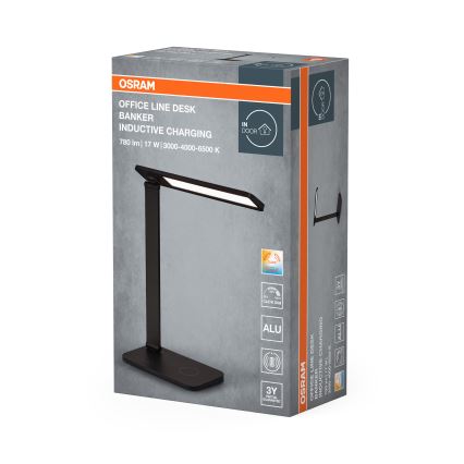 Osram - Lampă de birou LED reglabilă OFFICE LINE, 17 W, 230 V, 3000/4000/6500 K, neagră