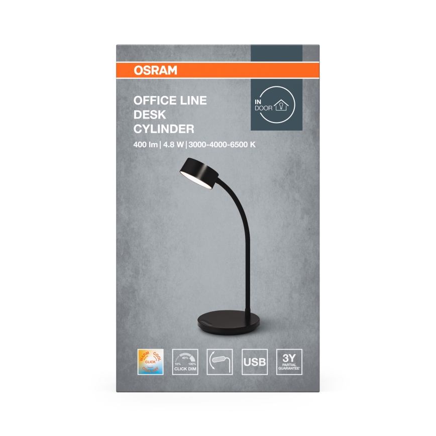 Osram - Lampă de birou LED reglabilă OFFICE LINE LED/4,8W/230V 3000/4000/6500K negru