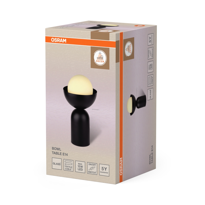 Osram - Lampă de masă DECOR BOWL 1xE14/25W/230V neagră
