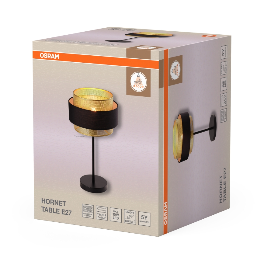 Osram - Lampă de masă DECOR HORNET 1xE27/10W/230V negru/auriu
