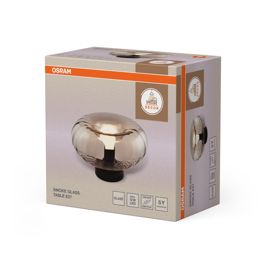 Osram - Lampă de masă DECOR SMOKE 1xE27/12W/230V negru/gri fumuriu