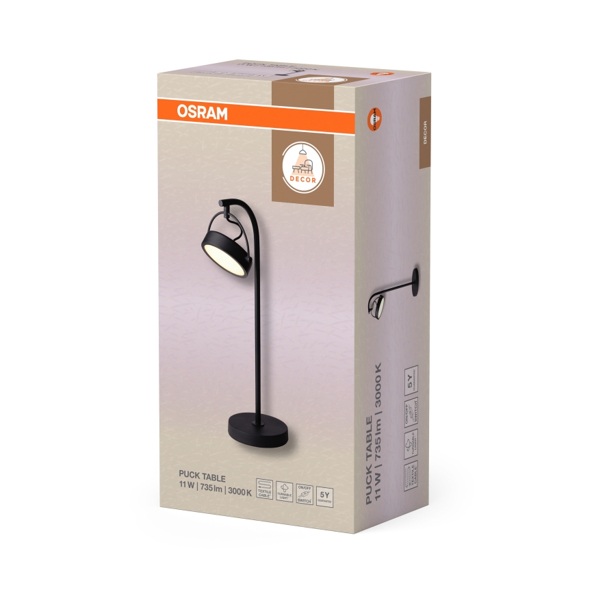 Osram - Lampă de birou LED DECOR PUCK LED/11W/230V CRI 90 neagră