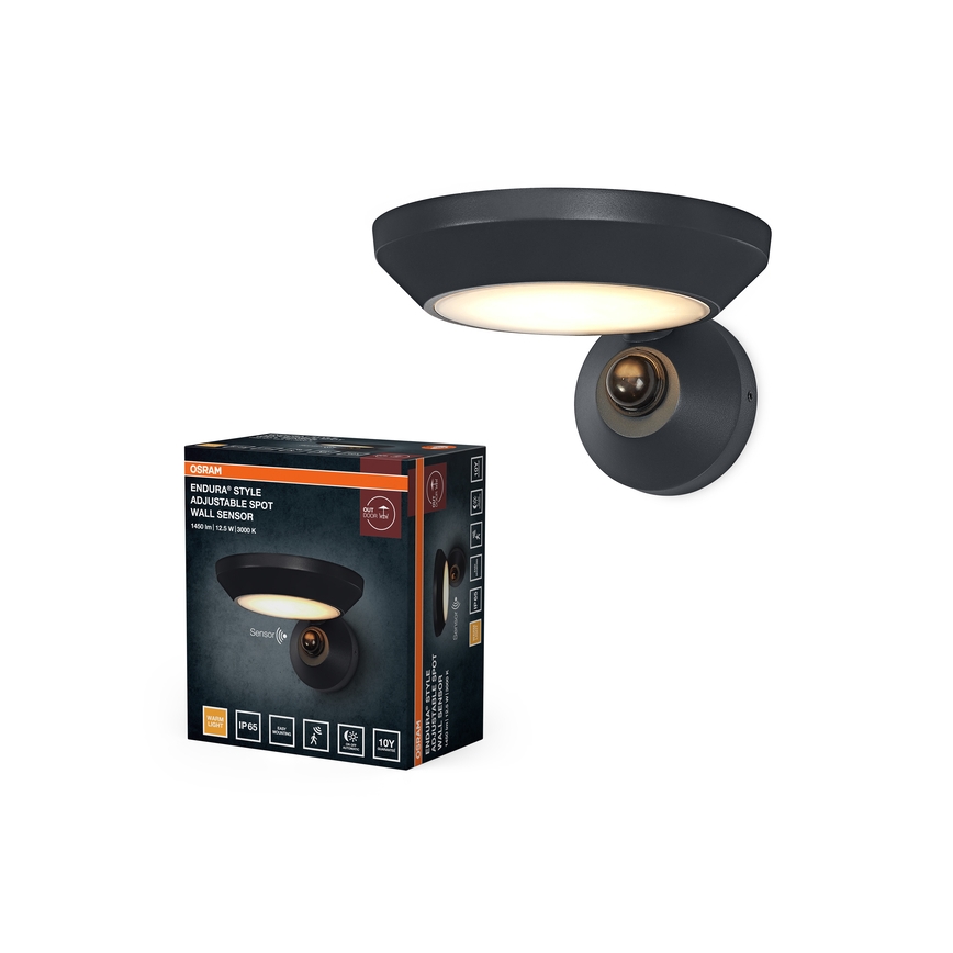 Osram - Lampă LED de perete pentru exterior, cu senzor de amurg și de mișcare ENDURA STYLE LED/12W/230V IP65