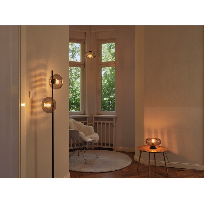 Osram - Lampă de podea DECOR SMOKE 2xE14/12W/230V negru/gri fumuriu
