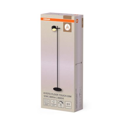 Osram - Lampă de podea tactilă LED reglabilă DECOR KYOTO LED/12W/230V CRI 90, neagră