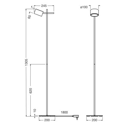 Osram - Lampă de podea tactilă LED reglabilă DECOR KYOTO LED/12W/230V CRI 90, neagră