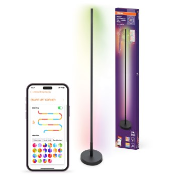 Osram - Lampă de podea LED RGBW SMART+ FLOOR, dimmabilă, 14W, 230V, 2700–6500K, Wi‑Fi, neagră + telecomandă