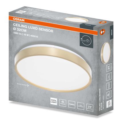 Osram - Plafonieră LED CEILING LUXO cu senzor de amurg, 18 W, 230 V, Ø 32 cm, aurie