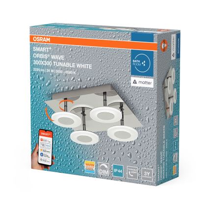Osram - Lampă de tavan LED reglabilă pentru baie SMART+ WAVE LED/24W/230V 3000-6500K IP44 Wi-Fi