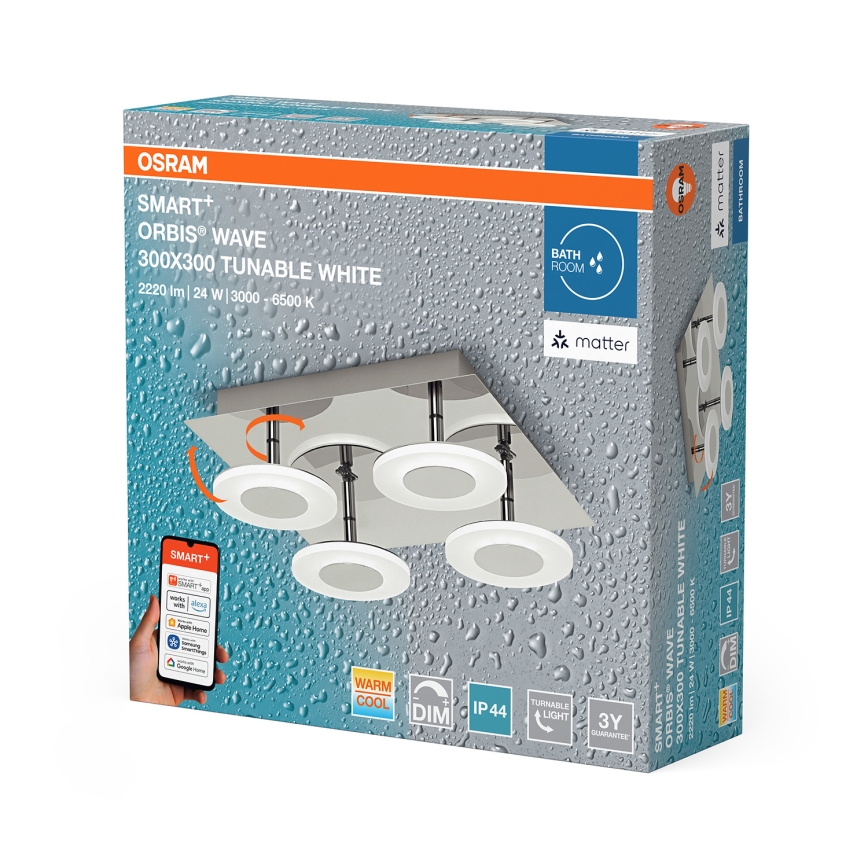 Osram - Lampă de tavan LED reglabilă pentru baie SMART+ WAVE LED/24W/230V 3000-6500K IP44 Wi-Fi