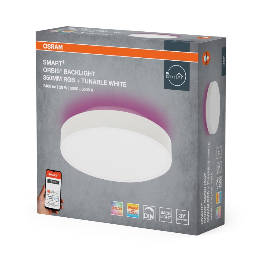 Osram - Plafonieră LED RGBW SMART+ ORBIS, reglabilă, LED/28W/230V, Ø 35 cm, 2700-6500K, Wi-Fi