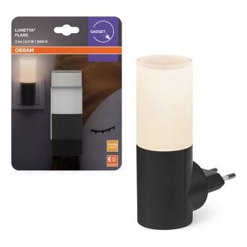 Osram - Lampă de veghe LED LUNETTA cu senzor de amurg, LED/0,2W/230V, negru