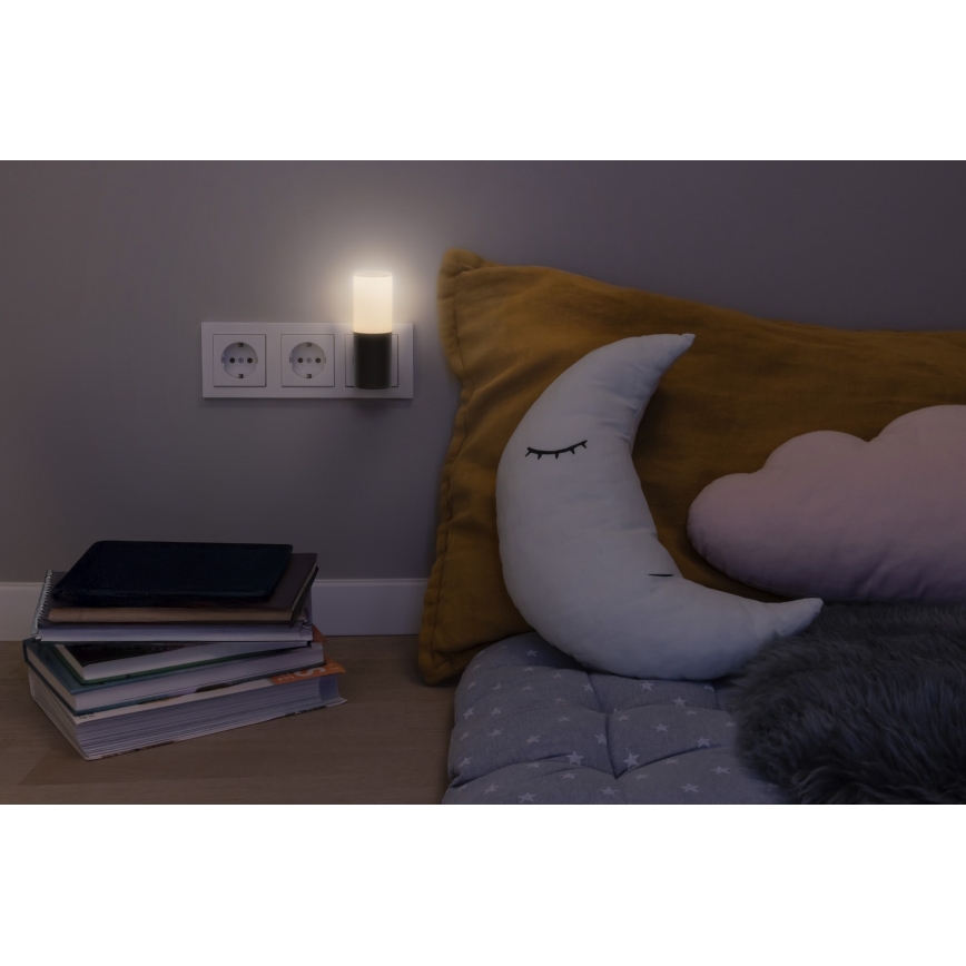 Osram - Lampă de veghe LED LUNETTA cu senzor de amurg, LED/0,2W/230V, negru