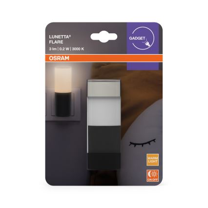 Osram - Lampă de veghe LED LUNETTA cu senzor de amurg, LED/0,2W/230V, negru