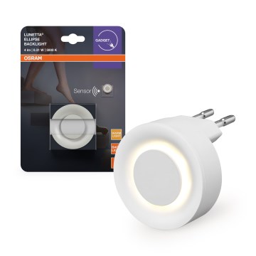 Osram - Lampă de veghe LED LUNETTA cu senzor de mișcare și de crepuscul, LED/0,31W/230V, albă