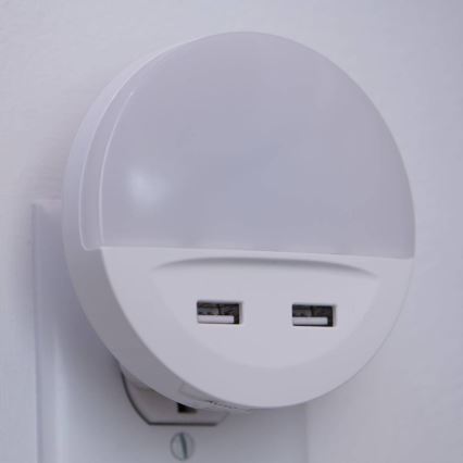 Osram - Lampă de veghe LED pentru priză cu senzor LUNETTA 2xUSB LED/13W/230V